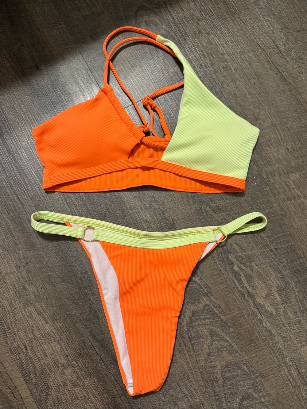 Women’s Two-Tone Orange & Lime Bikini Set